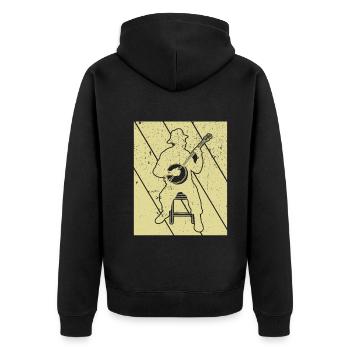 Banjo Banjospieler Banjoist - Unisex Premium Bio Zip Hoodie - Schwarz - Hinten - Nico (187cm)