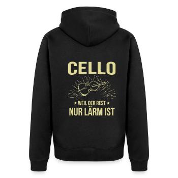 Cello Cellospieler Cellist - Unisex Premium Bio Zip Hoodie - Schwarz - Hinten - Nico (187cm)