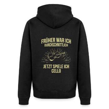 Cello Cellospieler Cellist - Unisex Premium Bio Zip Hoodie - Schwarz - Hinten - Nico (187cm)
