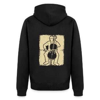 Cello Cellospieler Cellist - Unisex Premium Bio Zip Hoodie - Schwarz - Hinten - Nico (187cm)