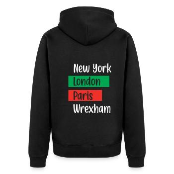 New York London Paris Wrexham - Wales Football Gif - Unisex Premium Organic Zip Hoodie - black - Back - Nico (187cm)