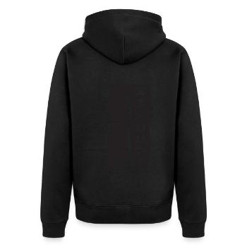 Ich bin Russe Spruch auf Russisch aus Russland - Unisex Premium Bio Zip Hoodie - Schwarz - Hinten - Nico (187cm)