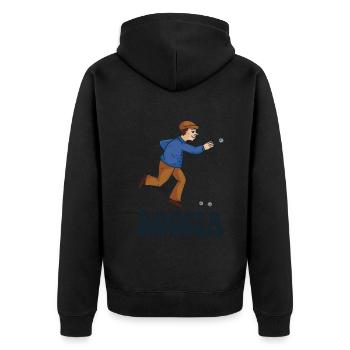 Bocciaspieler Bekleidung mit Boccia Kugeln Boccia - Unisex Premium Bio Zip Hoodie - Schwarz - Hinten - Nico (187cm)