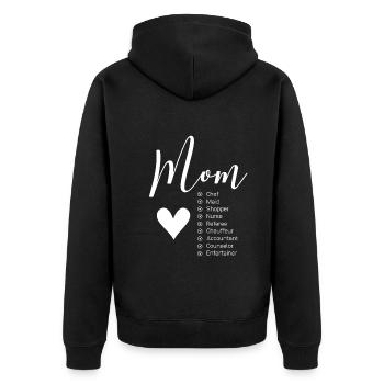 Mom Definitions - Mother's Day Funny Gift - Unisex Premium Organic Zip Hoodie - black - Back - Nico (187cm)
