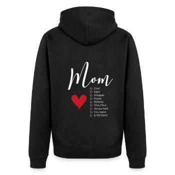 Mom Definitions - Mother's Day Funny Gift - Unisex Premium Organic Zip Hoodie - black - Back - Nico (187cm)