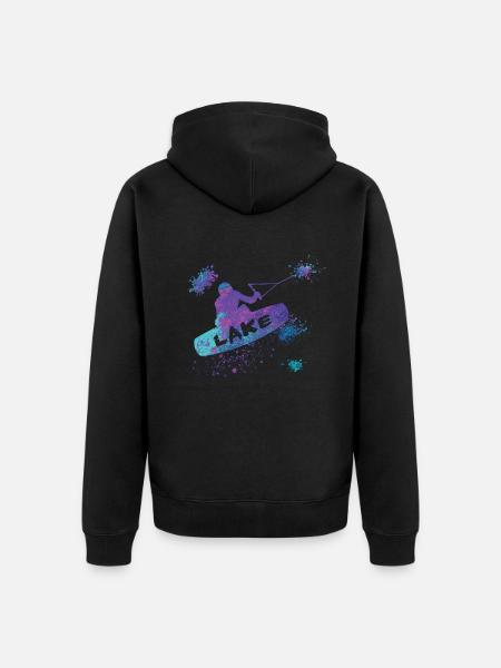 Wakeboard, Overspray - Unisex Premium Bio Zip Hoodie - Schwarz