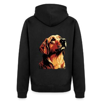 Labrador Hunde Mama und Labfather Papa Golden - Unisex Premium Bio Zip Hoodie - Schwarz - Hinten - Nico (187cm)