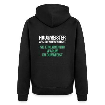 Caretakers don't argue - Unisex Premium Organic Zip Hoodie - black - Back - Nico (187cm)