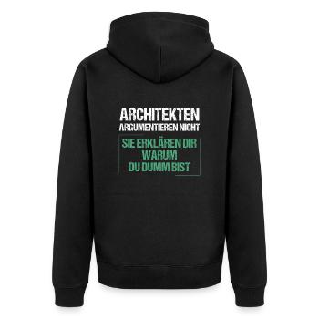 Architects don't argue - Unisex Premium Organic Zip Hoodie - black - Back - Nico (187cm)