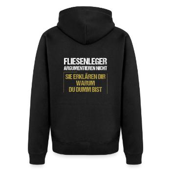 Les carreleurs ne se disputent pas - Veste à capuche bio Premium Unisexe - noir - Dos - Nico (187cm)