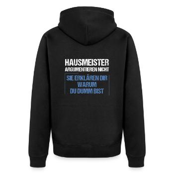 Caretakers don't argue - Unisex Premium Organic Zip Hoodie - black - Back - Nico (187cm)