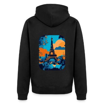 Eiffelturm – minimalistisch 🗼 - Unisex Premium Bio Zip Hoodie - Schwarz - Hinten - Nico (187cm)