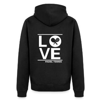 padel padel-tennis padeltennis-love paddle padle - Unisex Premium Organic Zip Hoodie - black - Back - Nico (187cm)