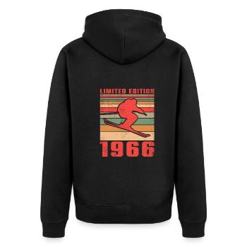 Skifahrer Skifahrerin Ski Geburtstag Baujahr 1966 - Unisex Premium Bio Zip Hoodie - Schwarz - Hinten - Nico (187cm)