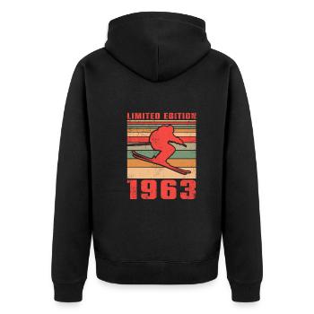 Ski Skifahrer Langlaufski Sport Geburtstag 1963 - Unisex Premium Bio Zip Hoodie - Schwarz - Hinten - Nico (187cm)