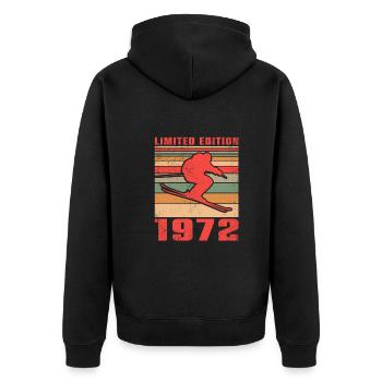 Ski Biathlon Skieur Sports d’hiver Anniversaire 1972 - Veste à capuche bio Premium Unisexe - noir - Dos - Nico (187cm)