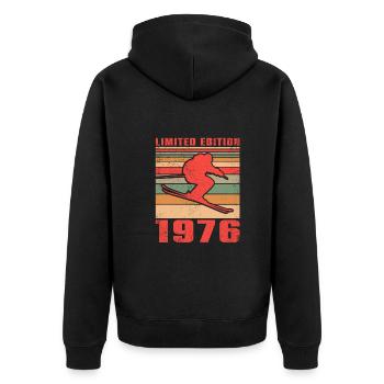 Ski Skifahrer Skifahrerin Sport Geburtstag 1976 - Unisex Premium Bio Zip Hoodie - Schwarz - Hinten - Nico (187cm)