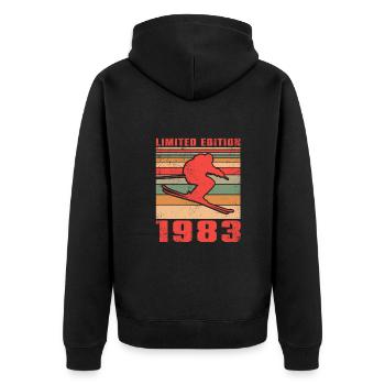 Ski Biathlon Skieur Skieur Anniversaire 1983 - Veste à capuche bio Premium Unisexe - noir - Dos - Nico (187cm)