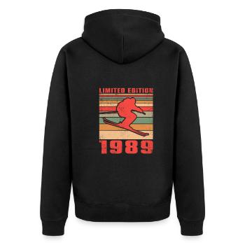 Ski Skifahrer Langlaufski Geburtstag 1989 - Unisex Premium Bio Zip Hoodie - Schwarz - Hinten - Nico (187cm)