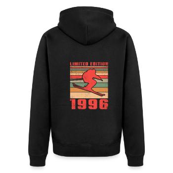 Ski Biathlon Skieur Sports d’hiver Anniversaire 1996 - Veste à capuche bio Premium Unisexe - noir - Dos - Nico (187cm)