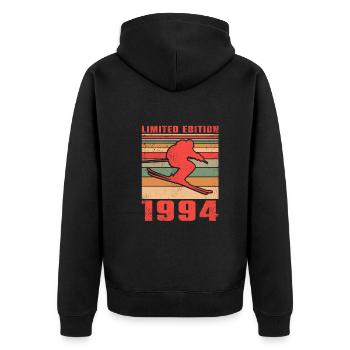 Ski Biathlon Skieur Sports d’hiver Anniversaire 1994 - Veste à capuche bio Premium Unisexe - noir - Dos - Nico (187cm)