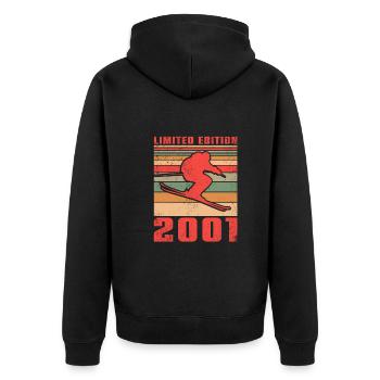 Ski Biathlon Skieur Sports d’hiver Anniversaire 2001 - Veste à capuche bio Premium Unisexe - noir - Dos - Nico (187cm)