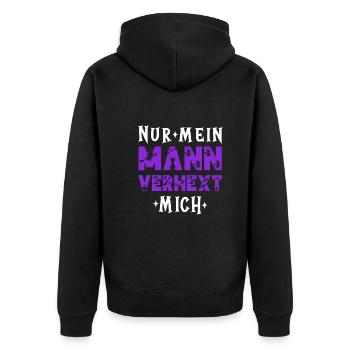 Lustiger Hexe Hexen Halloween Spruch - Unisex Premium Bio Zip Hoodie - Schwarz - Hinten - Nico (187cm)