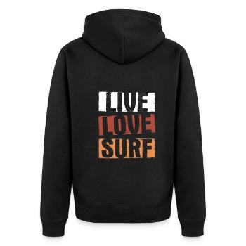 Surfen Wellenreiten Für Surfing - Unisex Premium Bio Zip Hoodie - Schwarz - Hinten - Nico (187cm)