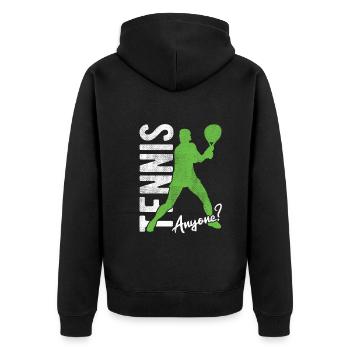 Tennisplatz Spruch Für Tennis - Unisex Premium Bio Zip Hoodie - Schwarz - Hinten - Nico (187cm)