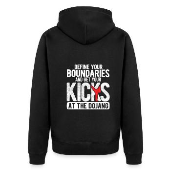 Koreanischer Kampfsport Taekwondo - Unisex Premium Bio Zip Hoodie - Schwarz - Hinten - Nico (187cm)