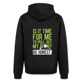 Golfplatz zum Golfen Golf - Unisex Premium Bio Zip Hoodie - Schwarz - Hinten - Nico (187cm)