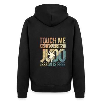 Japanischer Kampfsport Judo - Unisex Premium Bio Zip Hoodie - Schwarz - Hinten - Nico (187cm)