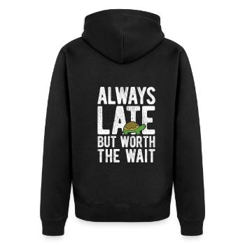 Schildkröten - Unisex Premium Bio Zip Hoodie - Schwarz - Hinten - Nico (187cm)