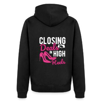 Immobilien-Händler Für Immobilien-Makler - Unisex Premium Bio Zip Hoodie - Schwarz - Hinten - Nico (187cm)