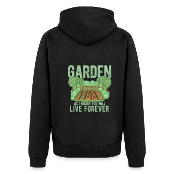 Landschaftsgärtner Hobbygärtner Gärtner - Unisex Premium Bio Zip Hoodie - Schwarz - Hinten - Nico (187cm)