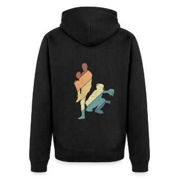 Baseball - Unisex Premium Bio Zip Hoodie - Schwarz - Hinten - Nico (187cm)