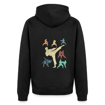 Koreanischer Kampfsport Taekwondo - Unisex Premium Bio Zip Hoodie - Schwarz - Hinten - Nico (187cm)