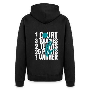 Volleyballer Spruch Für Volleyballspiel Volleyball - Unisex Premium Bio Zip Hoodie - Schwarz - Hinten - Nico (187cm)