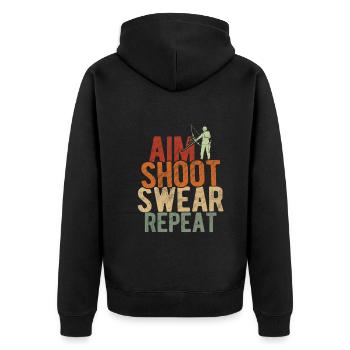Bogenschießen Archery - Unisex Premium Bio Zip Hoodie - Schwarz - Hinten - Nico (187cm)