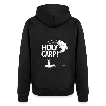 Angler Spruch zum Angeln Angel - Unisex Premium Bio Zip Hoodie - Schwarz - Hinten - Nico (187cm)