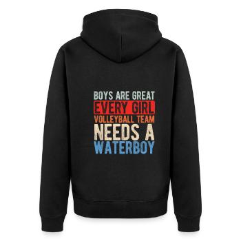 Volleyballer Spruch Für Volleyballspiel Volleyball - Unisex Premium Bio Zip Hoodie - Schwarz - Hinten - Nico (187cm)
