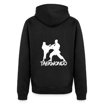 Koreanischer Kampfsport Taekwondo - Unisex Premium Bio Zip Hoodie - Schwarz - Hinten - Nico (187cm)