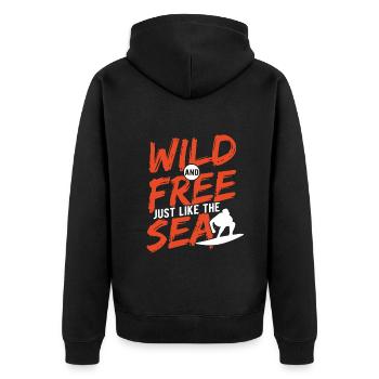 Surfen Wellenreiten Für Surfing - Unisex Premium Bio Zip Hoodie - Schwarz - Hinten - Nico (187cm)