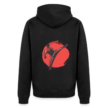 Koreanischer Kampfsport Taekwondo - Unisex Premium Bio Zip Hoodie - Schwarz - Hinten - Nico (187cm)