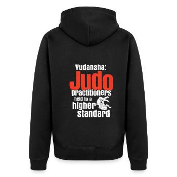 Japanischer Kampfsport Judo - Unisex Premium Bio Zip Hoodie - Schwarz - Hinten - Nico (187cm)