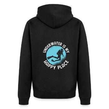 Apnoetaucher Freitaucher Taucher - Unisex Premium Bio Zip Hoodie - Schwarz - Hinten - Nico (187cm)