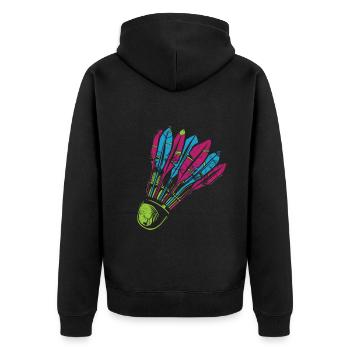 Badminton - Unisex Premium Bio Zip Hoodie - Schwarz - Hinten - Nico (187cm)