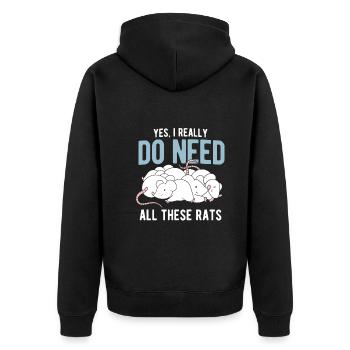 Nagetier Maus Ratte - Unisex Premium Bio Zip Hoodie - Schwarz - Hinten - Nico (187cm)