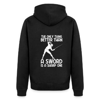 Fechten - Unisex Premium Bio Zip Hoodie - Schwarz - Hinten - Nico (187cm)