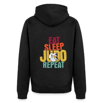 Japanischer Kampfsport Judo - Unisex Premium Bio Zip Hoodie - Schwarz - Hinten - Nico (187cm)